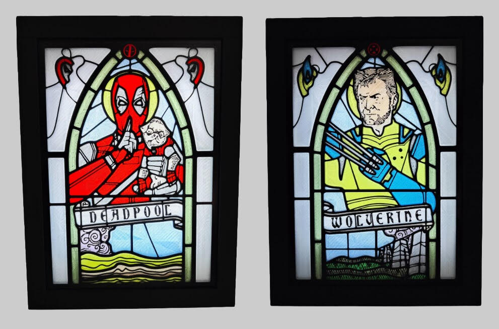 Deadpool Stained &amp; Wolverine Glass Light Box